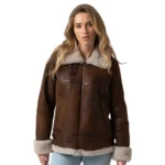 B3 Aviator Pilot Shearling Women Brown Leather Jacket