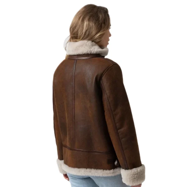 B3 Aviator Pilot Shearling Women Brown Leather Jacket