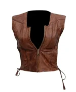 The Walking Dead Michonne Brown Leather Vest