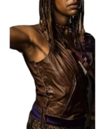 Michonne The Walking Dead Brown Leather Vest