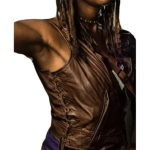 Michonne The Walking Dead Brown Leather Vest