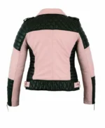 Biker Style Women Pink Leather Jacket