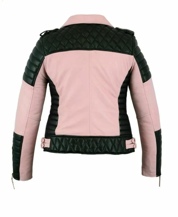 Biker Style Women Pink Leather Jacket