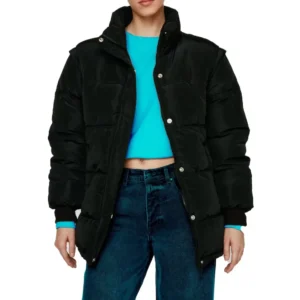 Women Vintage Oversized Black Puffer Jacket
