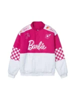 Women Barbie Checkered Racing Bomber Jacket