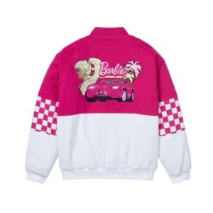 Barbie Racing Women Checker Bomber Jacket