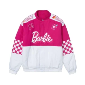 Women Barbie Checkered Racing Bomber Jacket