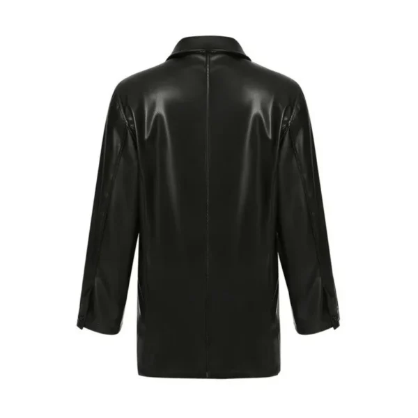 Oversized Vintage Women Black Leather Jacket